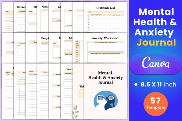 Download Mental Health &amp; Anxiety Journal Canva - Health Collection