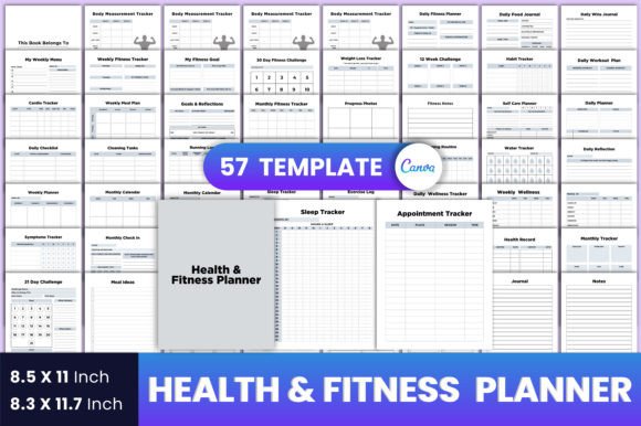 Download Health &amp; Fitness Planner Canva Interior - Health Collection