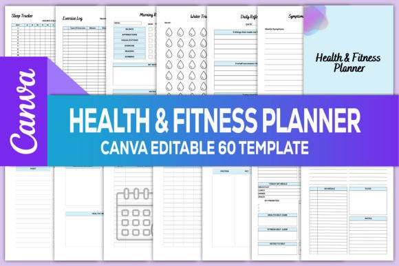 Download Health &amp; Fitness Planner Canva KDP - Health Collection