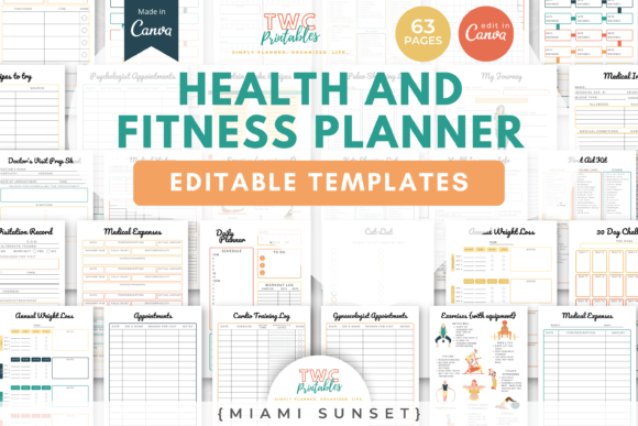 Download Health &amp; Fitness Planner Canva Templates - Health Collection