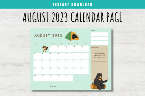 Download August 2023 Calendar Page for Kids - 2023 Collection