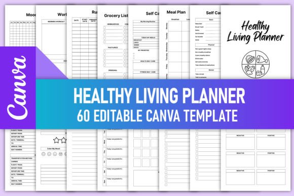 Download Healthy Living Planner Bundle Canva KDP - Health Collection