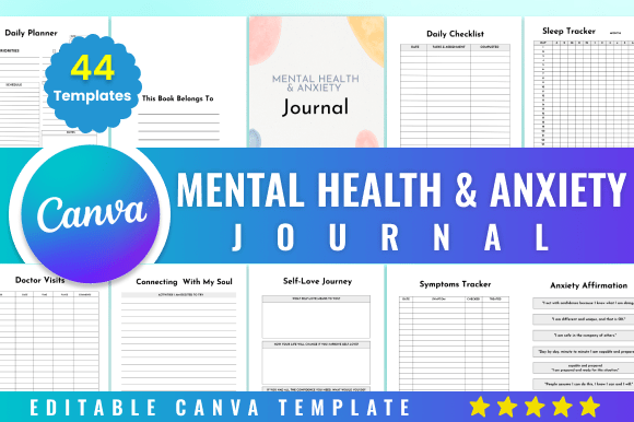 Download Editable Mental Health &amp; Anxiety Journal - Health Collection