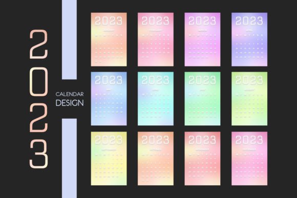 Download 2023 Calendar Design Monthly Gradients - 2023 Collection